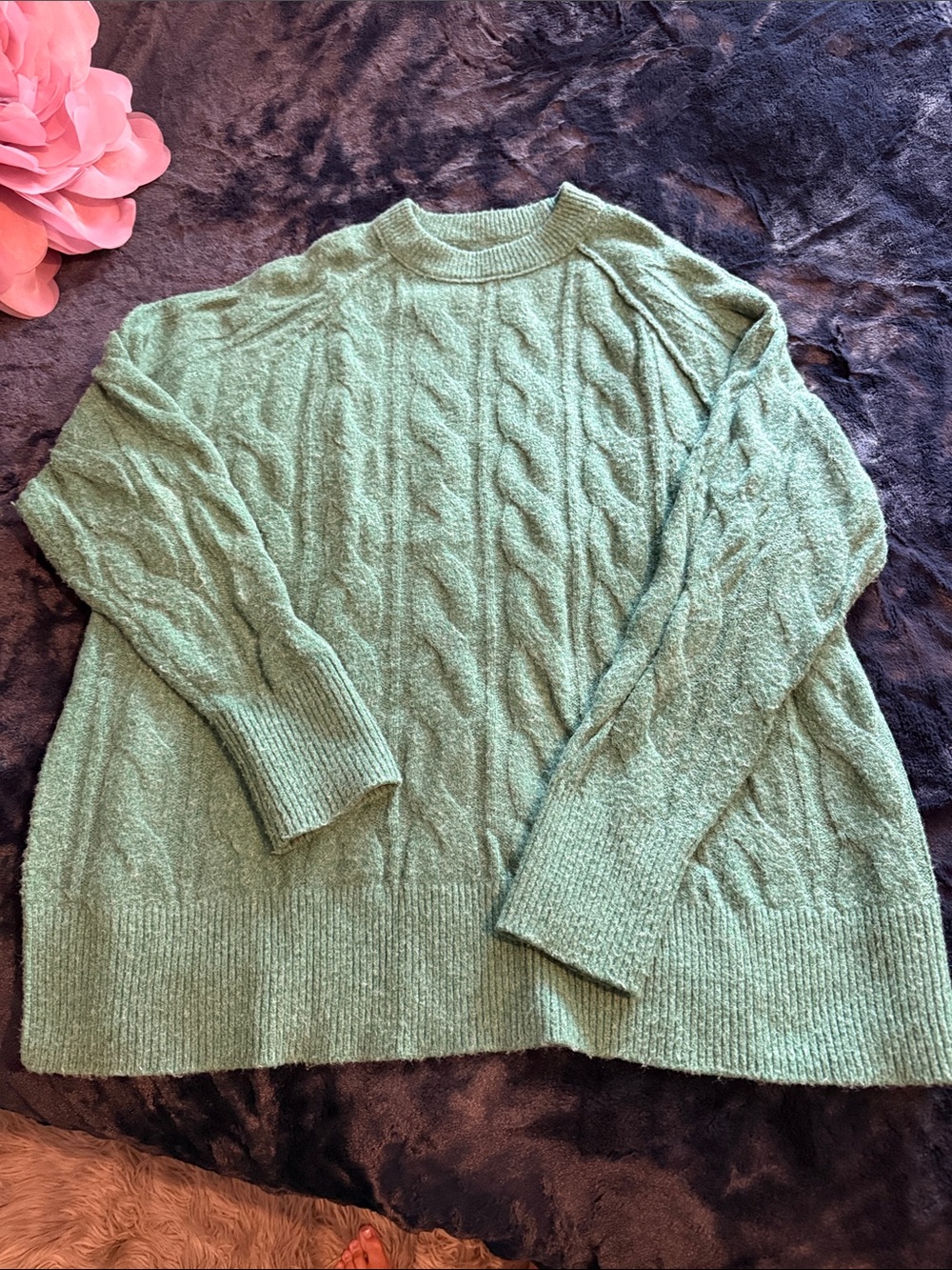 American Eagle Outfitters Cable Knit Scoop Neck Sweater - Green
